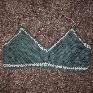Green Crochet Xhilaration Swim Top